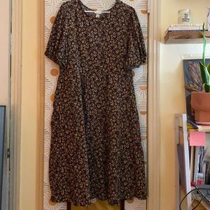 Ava & Viv floral print short sleeve midi dress